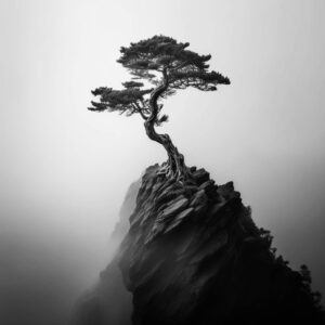 Pine in the fog
